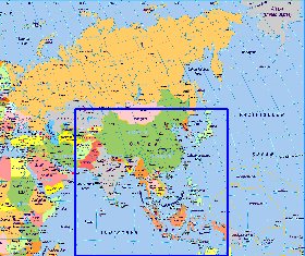 Politique carte de Asie en allemand