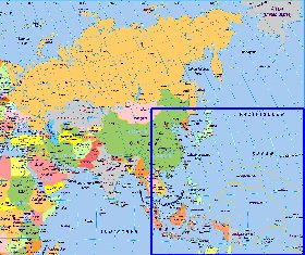 Politique carte de Asie en allemand