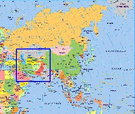 Politique carte de Asie en allemand