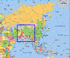 Politique carte de Asie en allemand