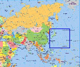 Politique carte de Asie en allemand