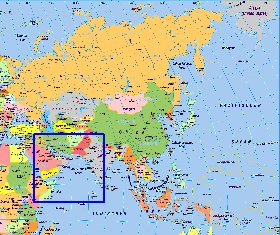 Politique carte de Asie en allemand