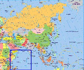 Politique carte de Asie en allemand