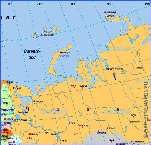 Politique carte de Asie en allemand