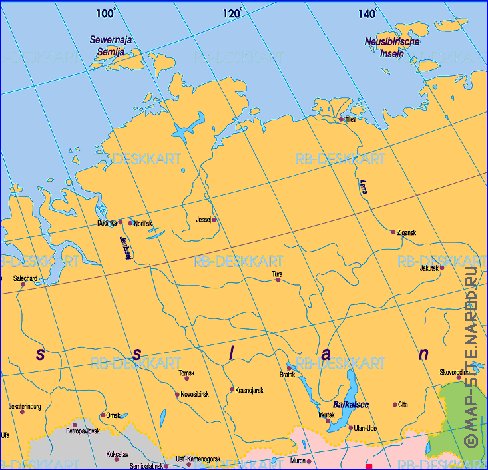 Politique carte de Asie en allemand