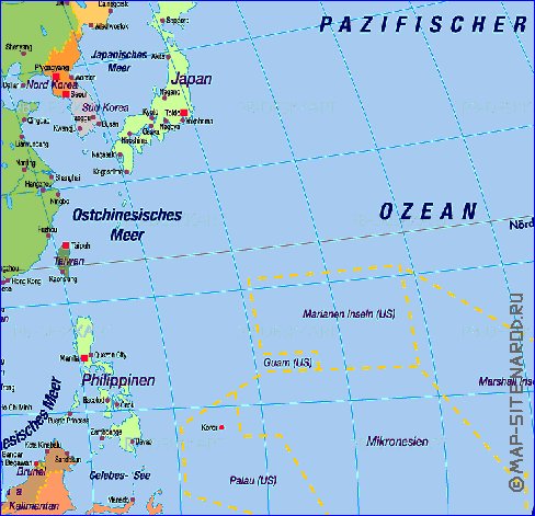 Politique carte de Asie en allemand