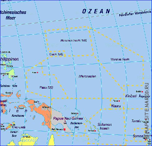 Politique carte de Asie en allemand