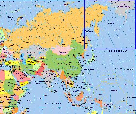 Politique carte de Asie en allemand