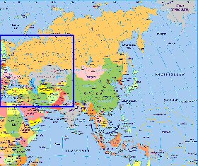 Politique carte de Asie en allemand