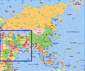 Politique carte de Asie en allemand