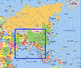 Politique carte de Asie en allemand