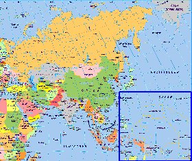 Politique carte de Asie en allemand