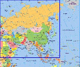 Politique carte de Asie en allemand