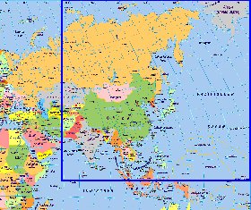 Politique carte de Asie en allemand