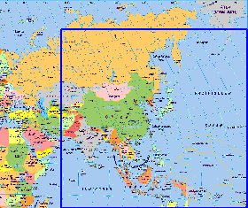 Politique carte de Asie en allemand