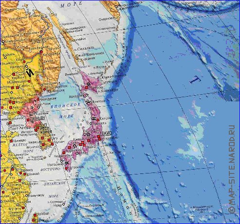Карта дальнего востока и японии