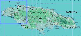 Administrativa mapa de Jamaica em ingles