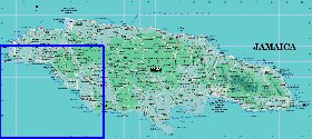 Administrativa mapa de Jamaica em ingles