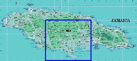 Administrativa mapa de Jamaica em ingles