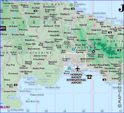 carte de Jamaique en anglais