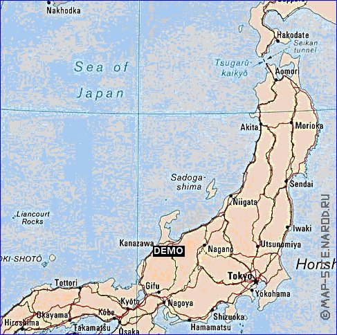 carte de Japon en anglais