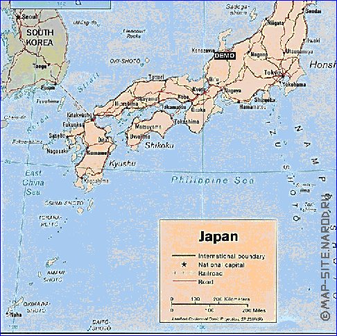 mapa de Japao em ingles