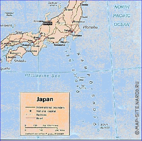 carte de Japon en anglais